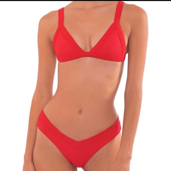 NWT OneOne Swimwear SET Bikini Kameron Jesse Red New Triangle Classic Rouge Sexy - Picture 10 of 16